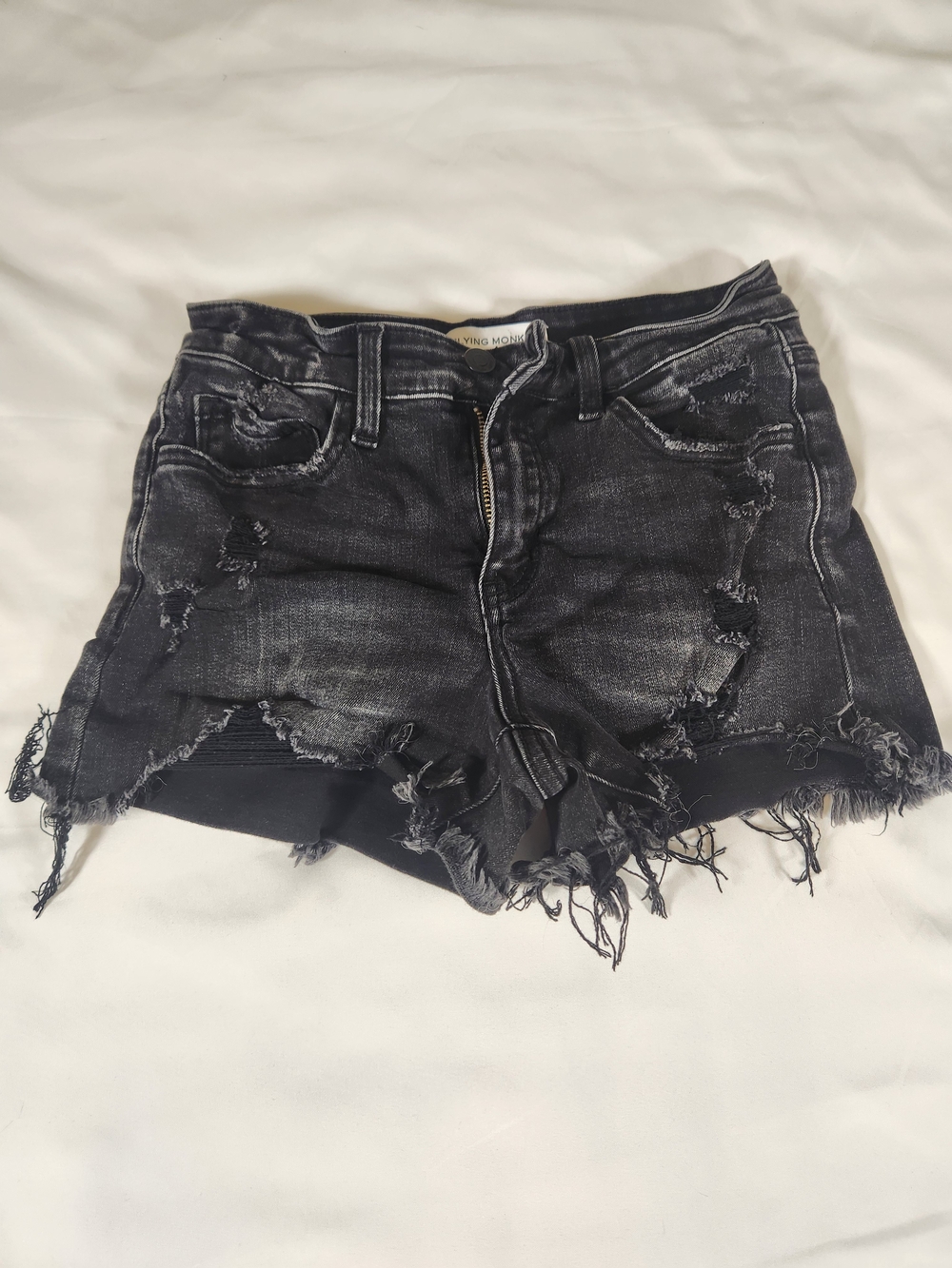 Flying Monkey Black Distressed Cutoff Denim Shorts